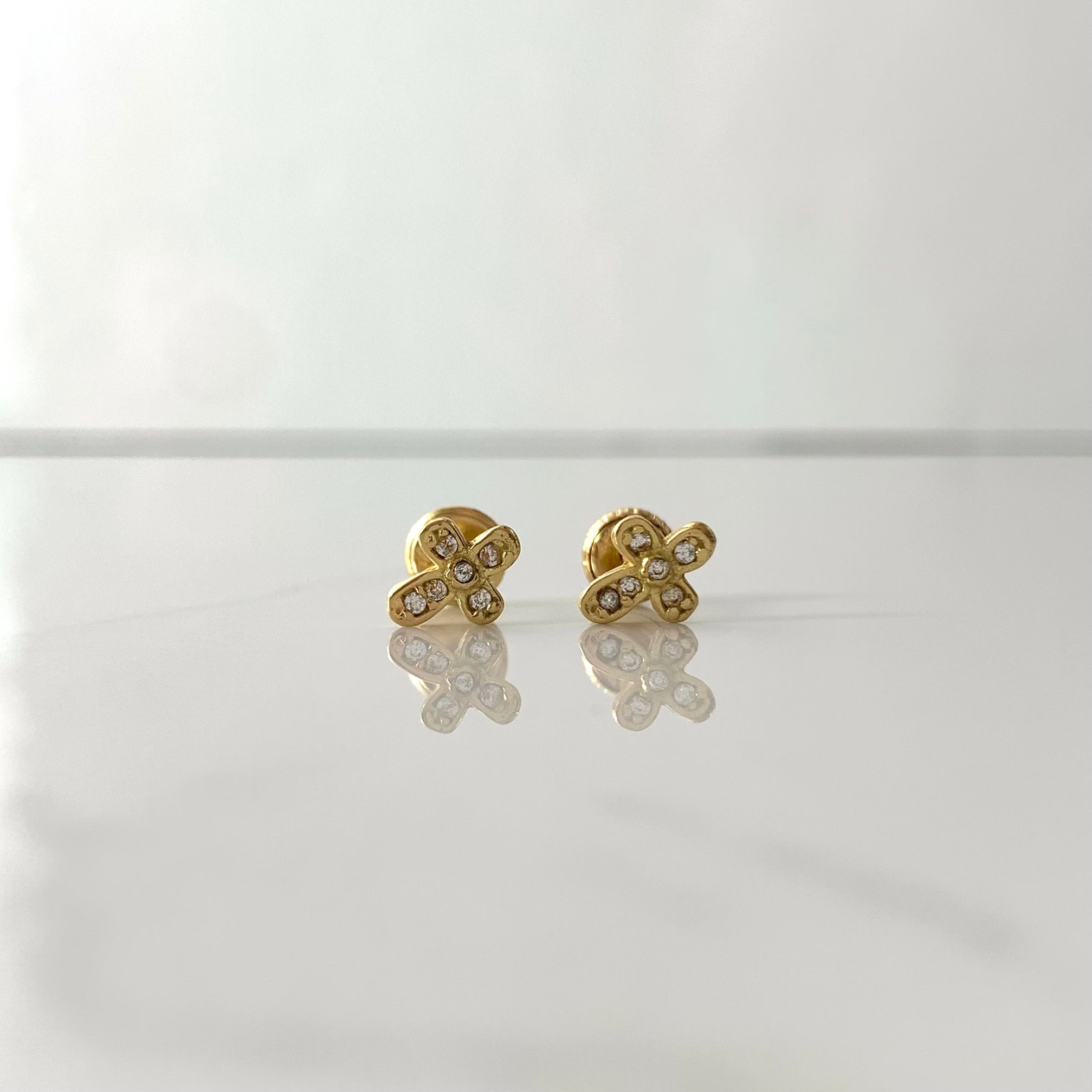 TOPOS CRUZ CIRCONES BLANCOS * ORO AMARILLO 18K 0,9 GR / 7,3 MM  *