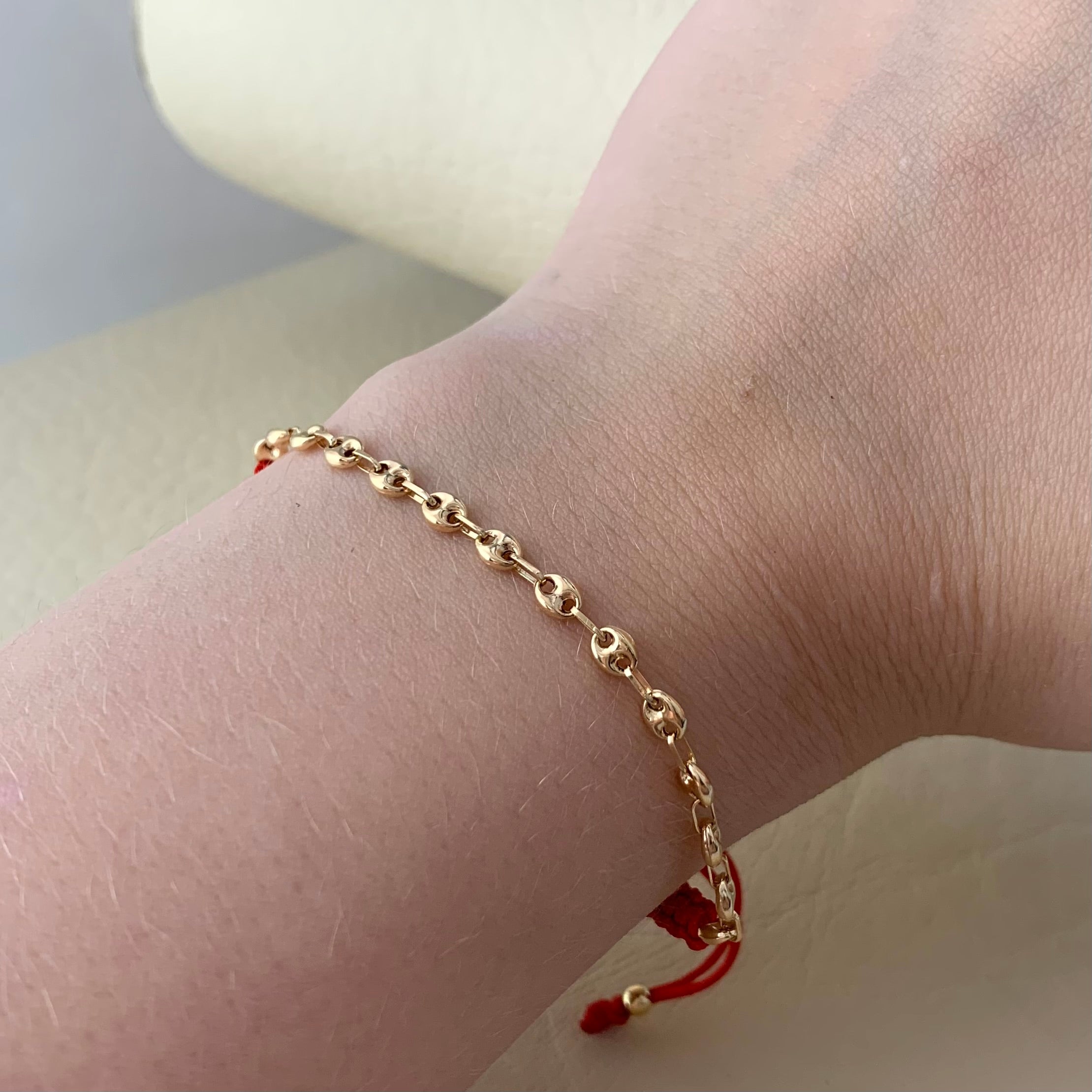 PULSERA GC TEJIDA ROJA ORO AMARILLO 18K 0,87 GR