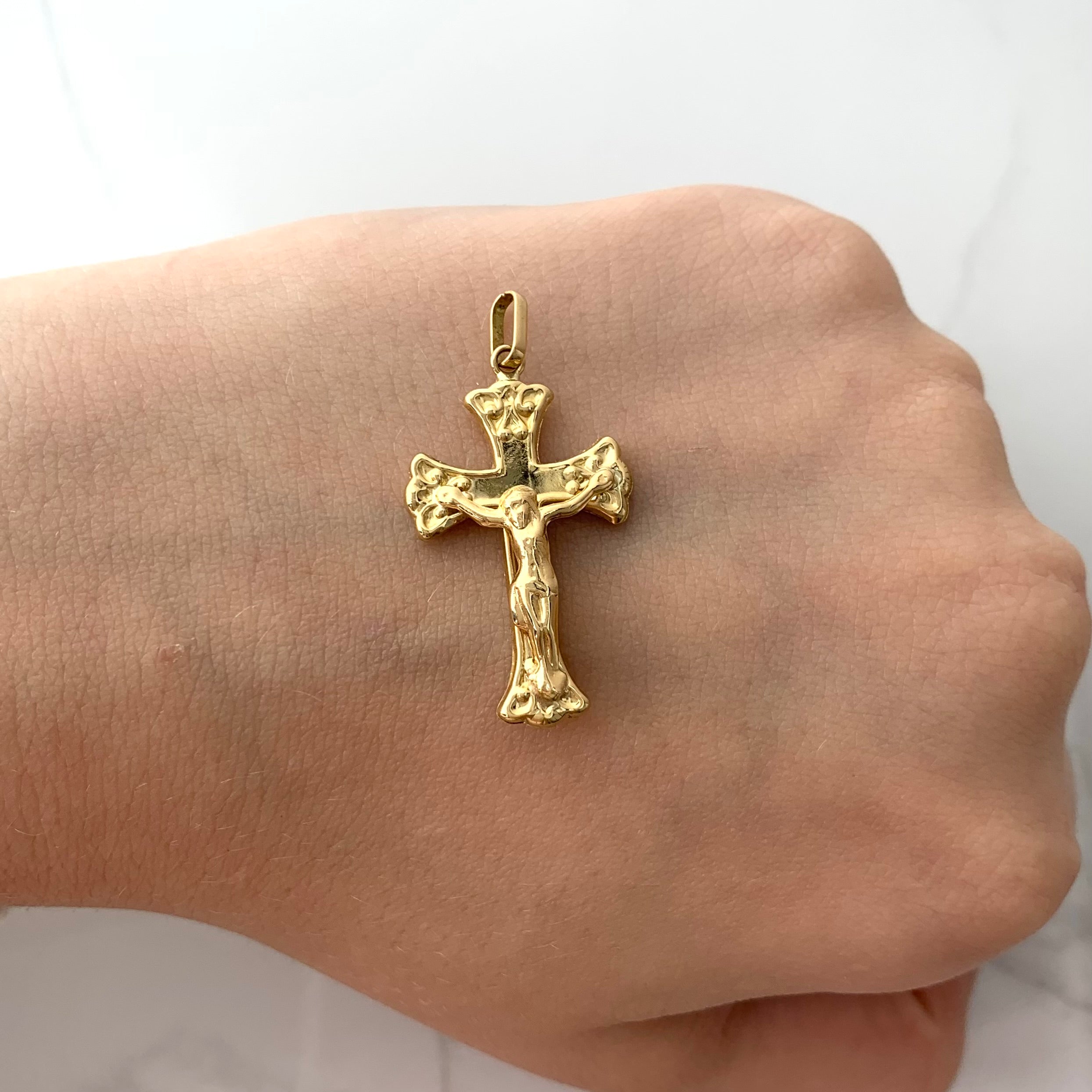 DIJE CRUZ CRISTO ORO AMARILLO 18K 2 GR / 3 CM