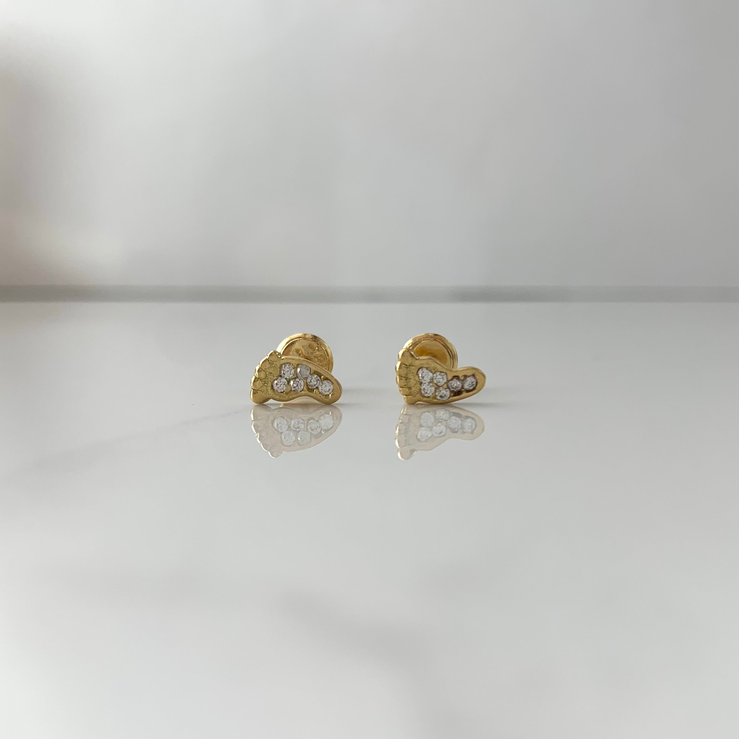 TOPOS PIES CIRCONES BLANCO * ORO AMARILLO 18K 0,95 GR / 6,9 MM  *